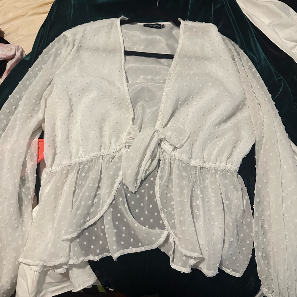 Pretty Little Thing Elegant White Sheer Women's Top